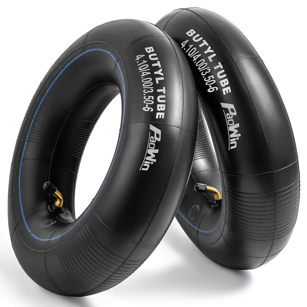 PaoWin 2 PCS 4.10/4.00/3.50-6 (13 x 4.00-6) Replacement Inner Tube with TR87 Bent Valve Stem Compatible with Wheelbarrows, Mowers, Hand Trucks and More 3.50-6 4.00-6 4.10-6 Tire Tubes