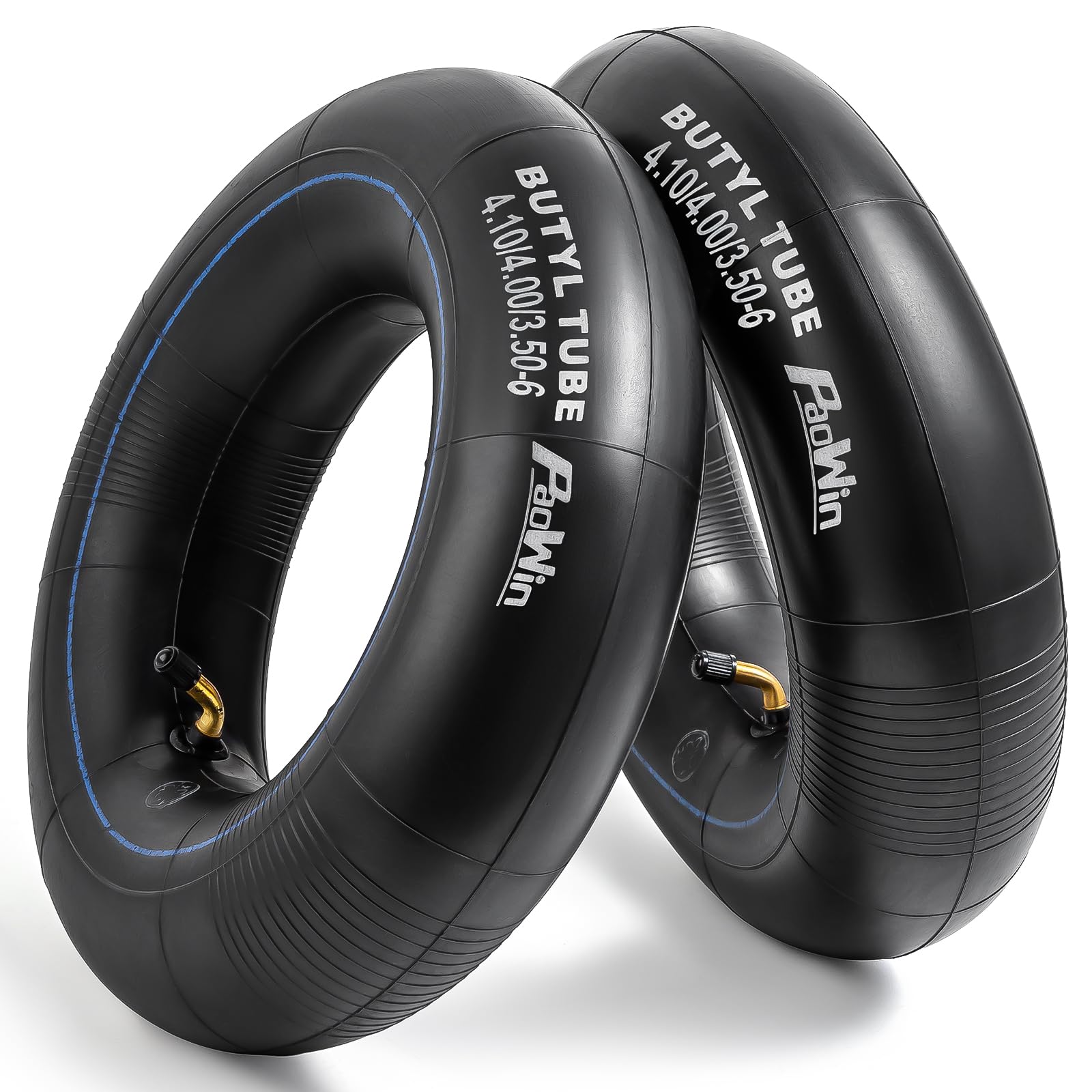 PaoWin 2 PCS 4.10/4.00/3.50-6 (13 x 4.00-6) Replacement Inner Tube with TR87 Bent Valve Stem Compatible with Wheelbarrows, Mowers, Hand Trucks and More 3.50-6 4.00-6 4.10-6 Tire Tubes