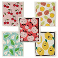 Reusable Swedish Dishcloths, Pack of 5 Cellulose Sponge Cloths, Eco-Friendly Absorbent Reusable Dish Cloth, Kitchen Eco-Friendly Odorless Cleaning Cloth (Fruits)