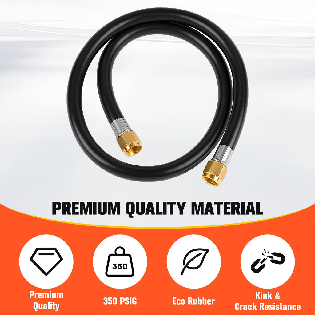 Wadoy RV Propane Hose Connector Assembly 3 Foot - 3/8" Female Flare x 3/8" Female Flare Quick Connect Hose 59913