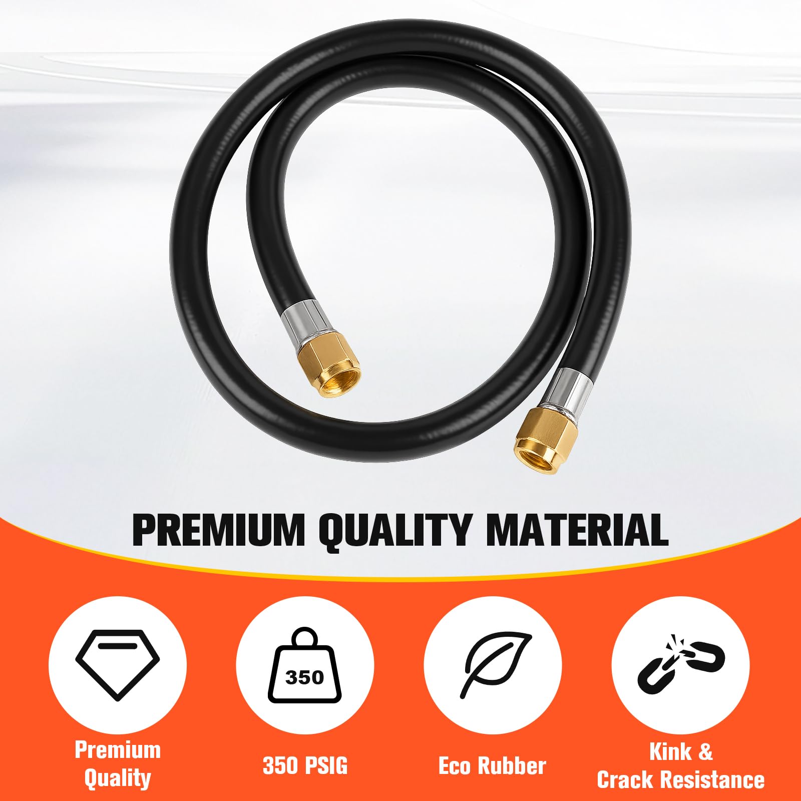 Wadoy RV Propane Hose Connector Assembly 3 Foot - 3/8" Female Flare x 3/8" Female Flare Quick Connect Hose 59913
