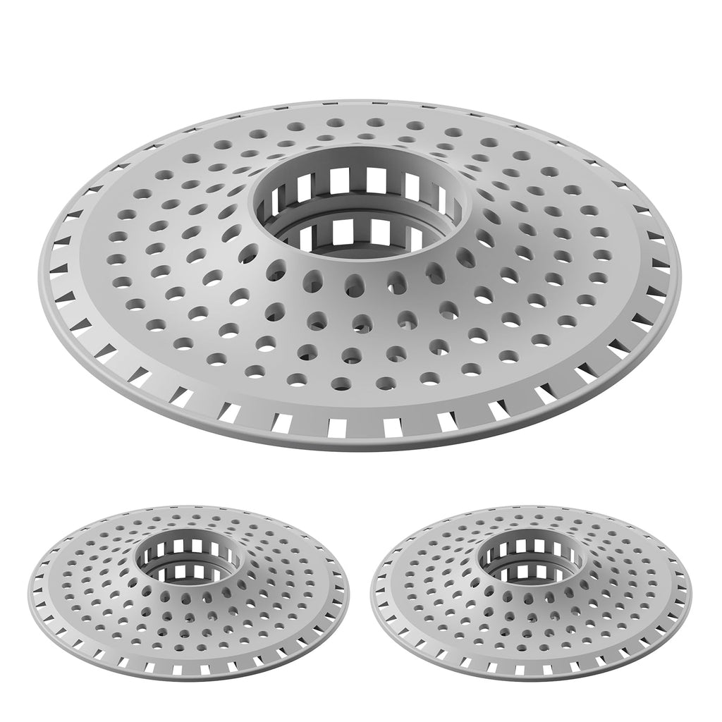 Aluvor Shower Hair Drain Catcher, Silicone Bathtub Drain Hair Catcher Strainer, All-in-one Tub Hair Catcher Drain Protector for 1.48'' to 1.76'' Regular Drains, 3PCS
