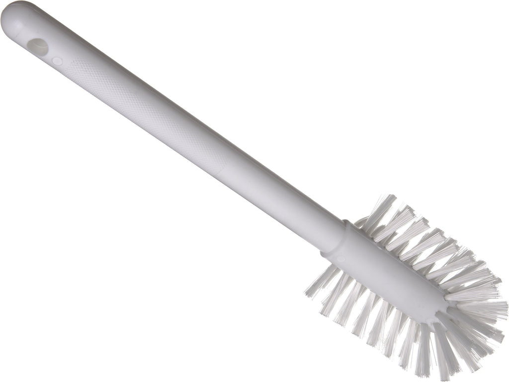 Carlisle FoodService Products Plastic Dish Brush with Handle, Soak Proof, Scrub Brush with Break Resistant Handle for Cleaning, 12 Inches, White