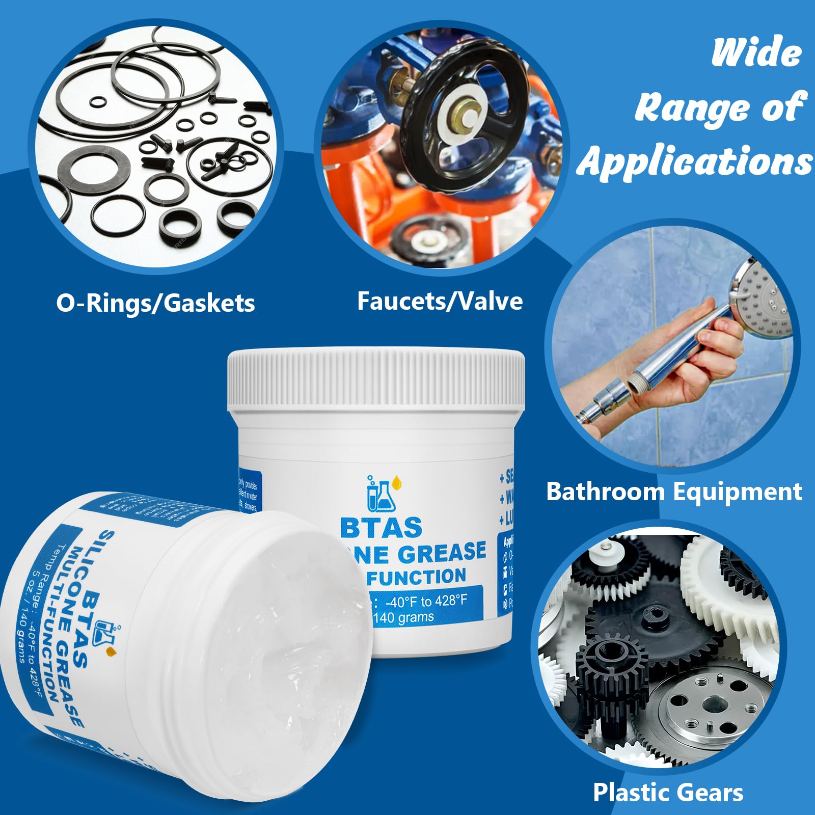 BTAS Plumber Faucet Pool Silicone Grease,O Ring Filter Rubber Gasket Lubricant Food Grade 5 oz