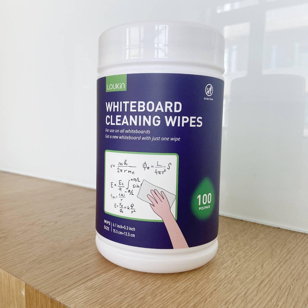 loukin Whiteboard Cleaning Wipes, Dry Erase Board Cleaning Wipes, Non-Toxic Whiteboard Wipes, 100 Wipes per Canister