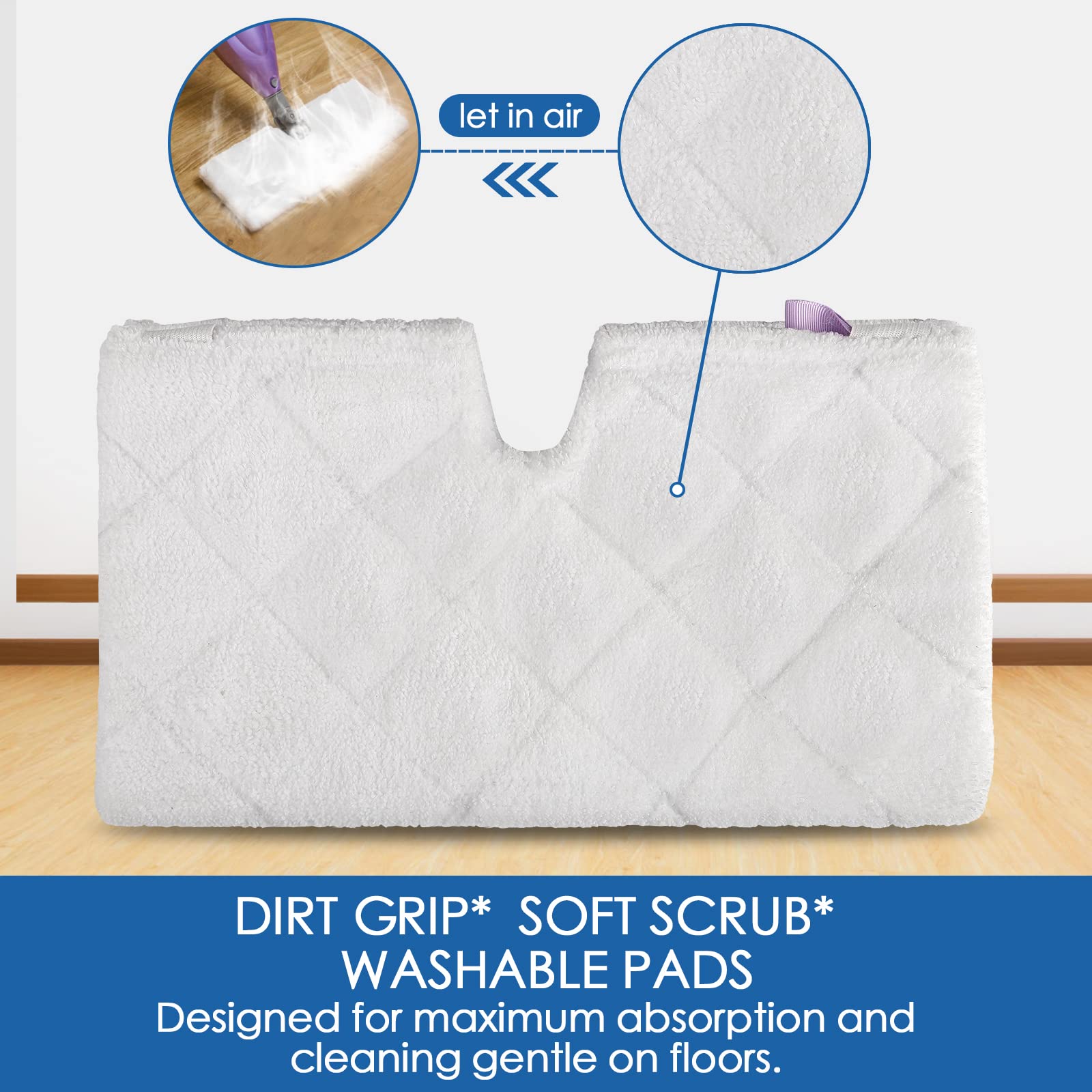 MXZONE Replacement Microfiber Steam Mop pad Cleaning Pads for Shark Steam Pocket Mop S3500 Series S3550 S3501 S3601 S3601D S3901 S3801 S3801CO, White