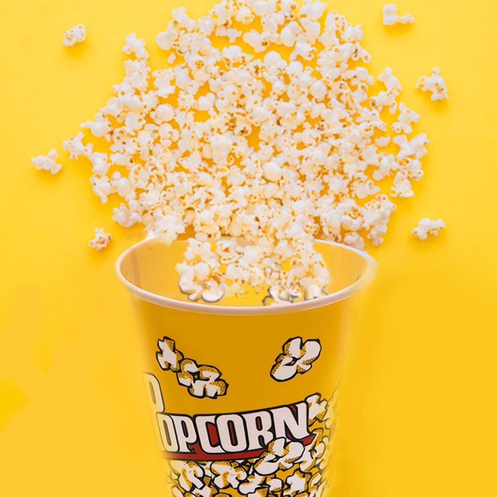 Novelty Place Retro Style Plastic Popcorn Containers for Movie Night - 7" Tall x 7" Top Diameter (3 Pack)