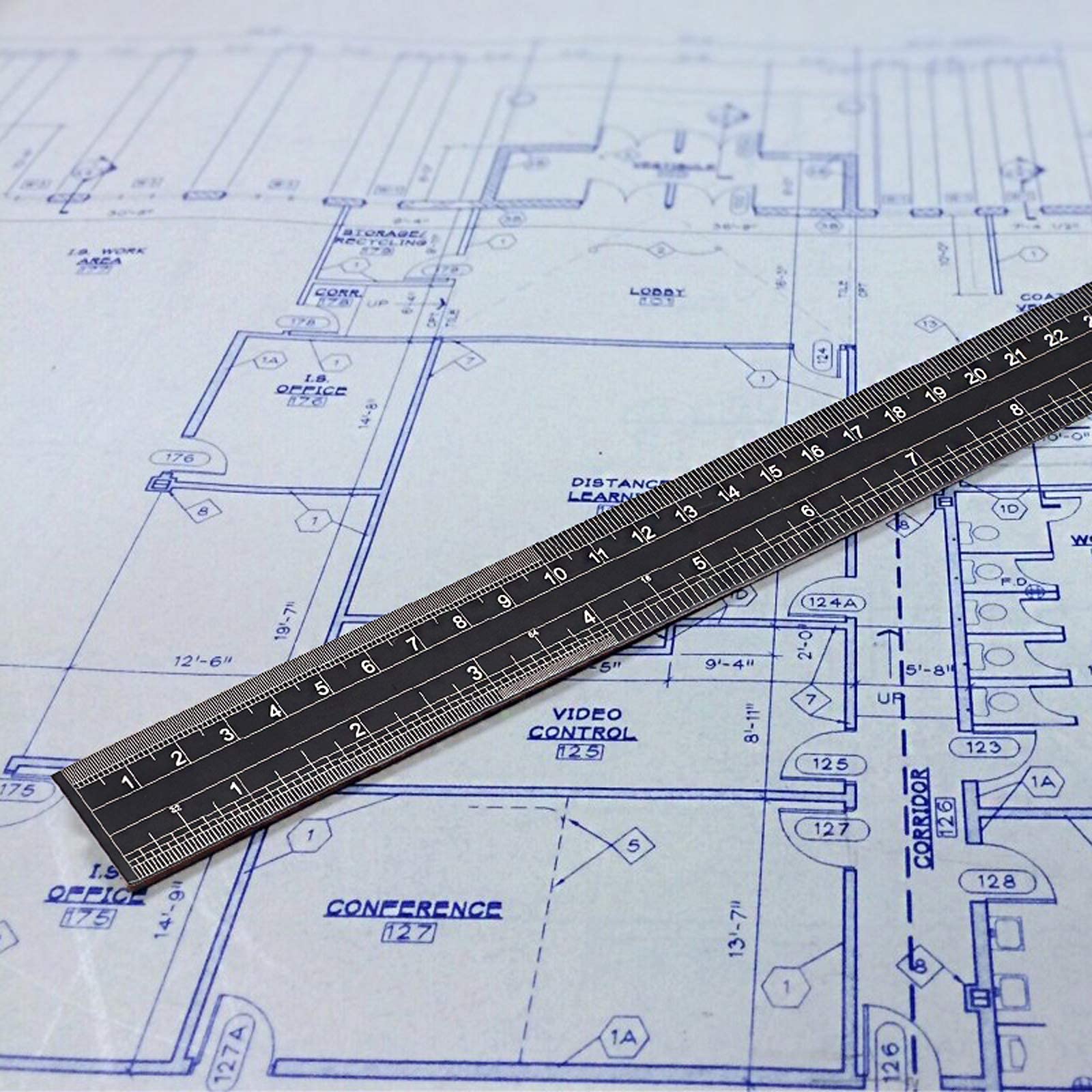 BTSKY 3 Pack 12 Inches Architectural Scale Ruler Engineering Imperial Scale Ruler with Standard Metric&Imperial Conversion Drafting Ruler Aluminum Triangular Scale Measuring Ruler Tool,Black with Red/Green/Blue