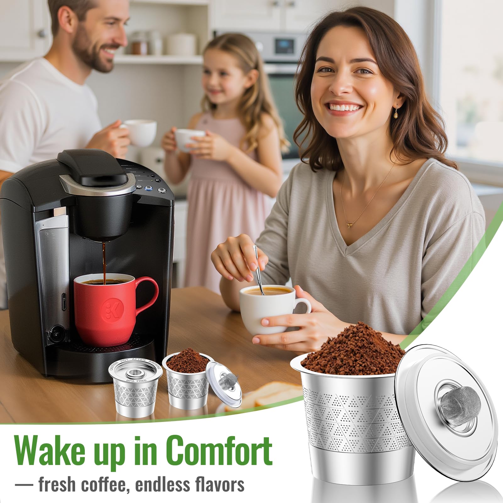 CAPMESSO Reusable K Cups for Keurig: Stainless Steel Refillable K Cup - Reusable Coffee Filter for Keurig 1.0 Coffee Maker, Permanent, Eco-Friendly, Innovative Design (2* Dual-mesh Reusable k Cups)