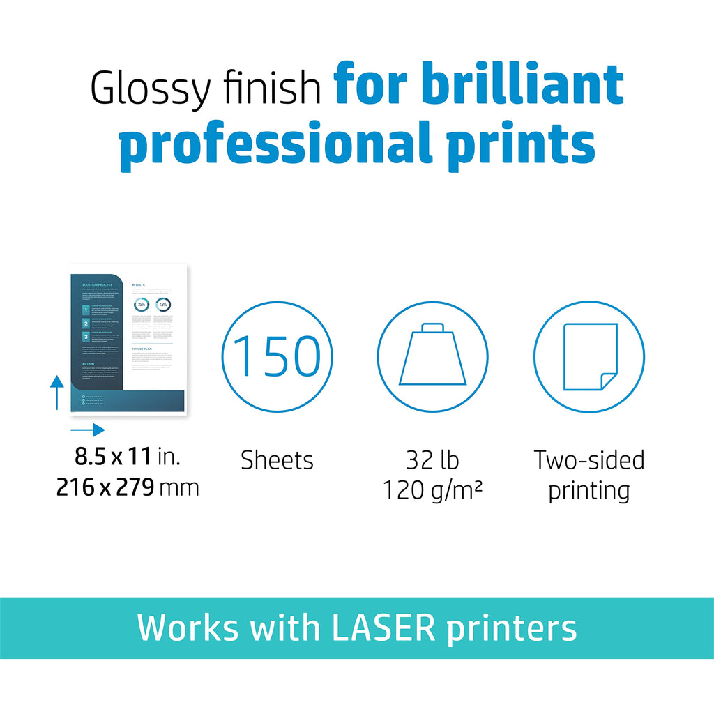 HP Flyer Paper, Glossy, 8.5x11, 150 Sheets (4WN08A)