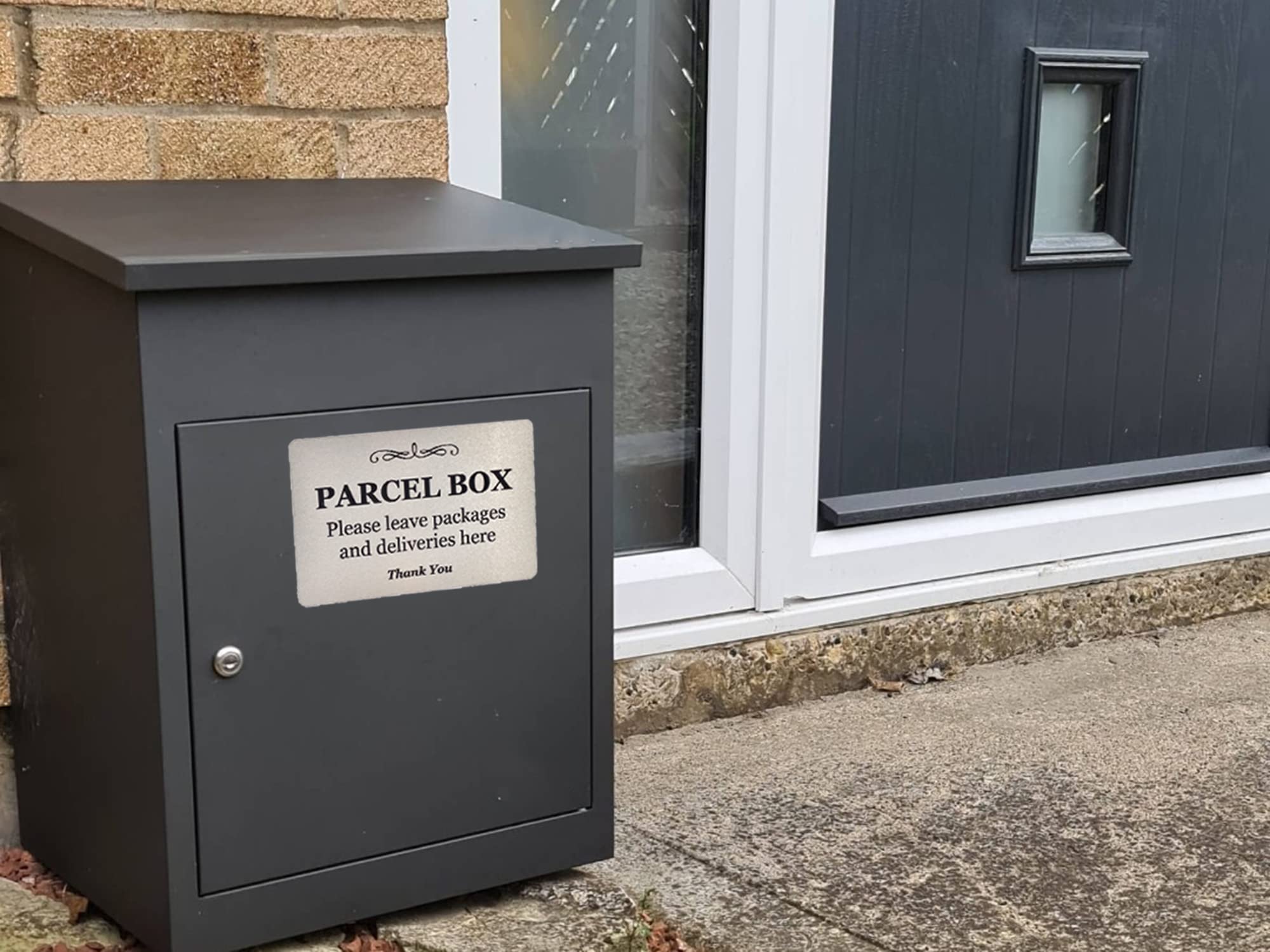 Parcel Box Sign - Metal | Aluminium with Adhesive Backing | Notice for Deliveries, Packages, Post, Mailman | Information Sign | Don't Loose Your Parcel Ever Again