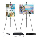 JEAWIWI 2 Pcs Black Easel Stand for Wedding Signs, 65" Black Adjustable Welcome Sign Stand, Foldable Portable Sign Easel Stand with Accessories, Metal Poster Easel for Art Displays and Events