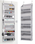 ULG 1-Pack Over Door Organizer with 5 Large Pockets 10 Mesh Side Pockets, 44 lbs Weight Capacity Hanging Storage Organizer with Clear Window for Bedroom Bathroom Kitchen, Toys, Shoes, Diapers