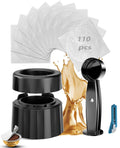 SWEETDEER Reusable Pods & Refillable Kit for Vertuo, 110 Refill Aluminum Foil Lids,Compatible with Nespresso Vertuo & Vertuoline,Coffee Capsules Kit with Lid Cutter, Holder & Scoop
