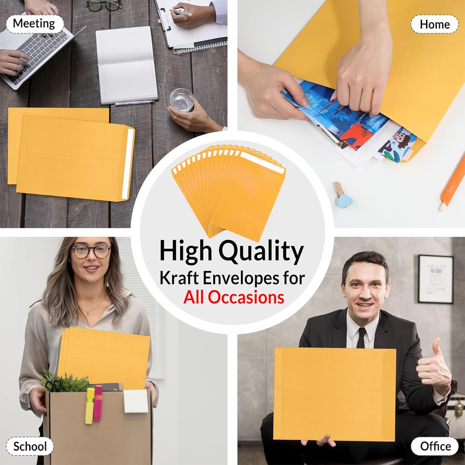 100Pc Envelopes,Envelopes Letter Size 9x12 Inch,for Mailing Letters Documents Photos Invitation Cards