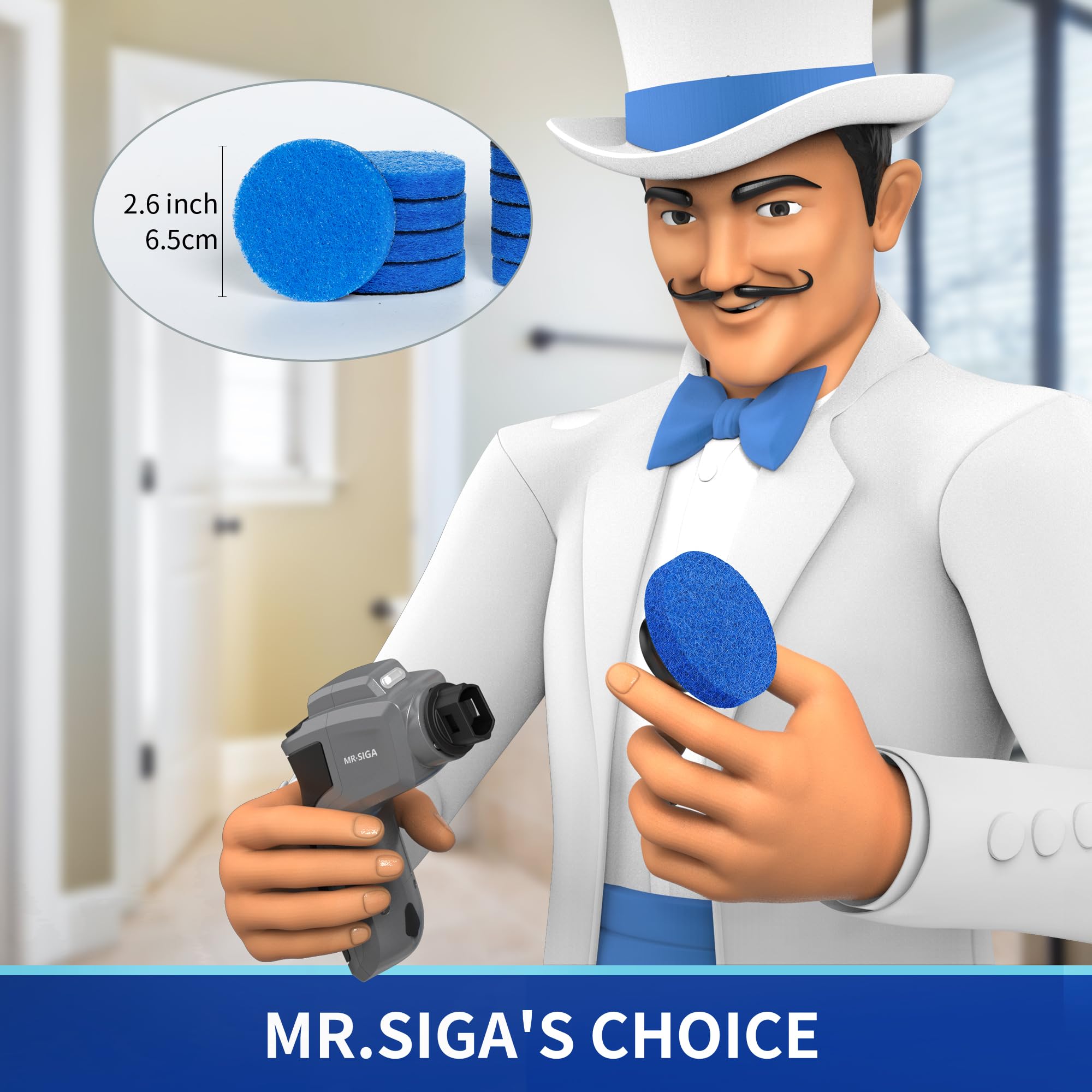 MR.SIGA Non-Scratch Pad Refills for Electric Spin Scrubber, 10 Pack