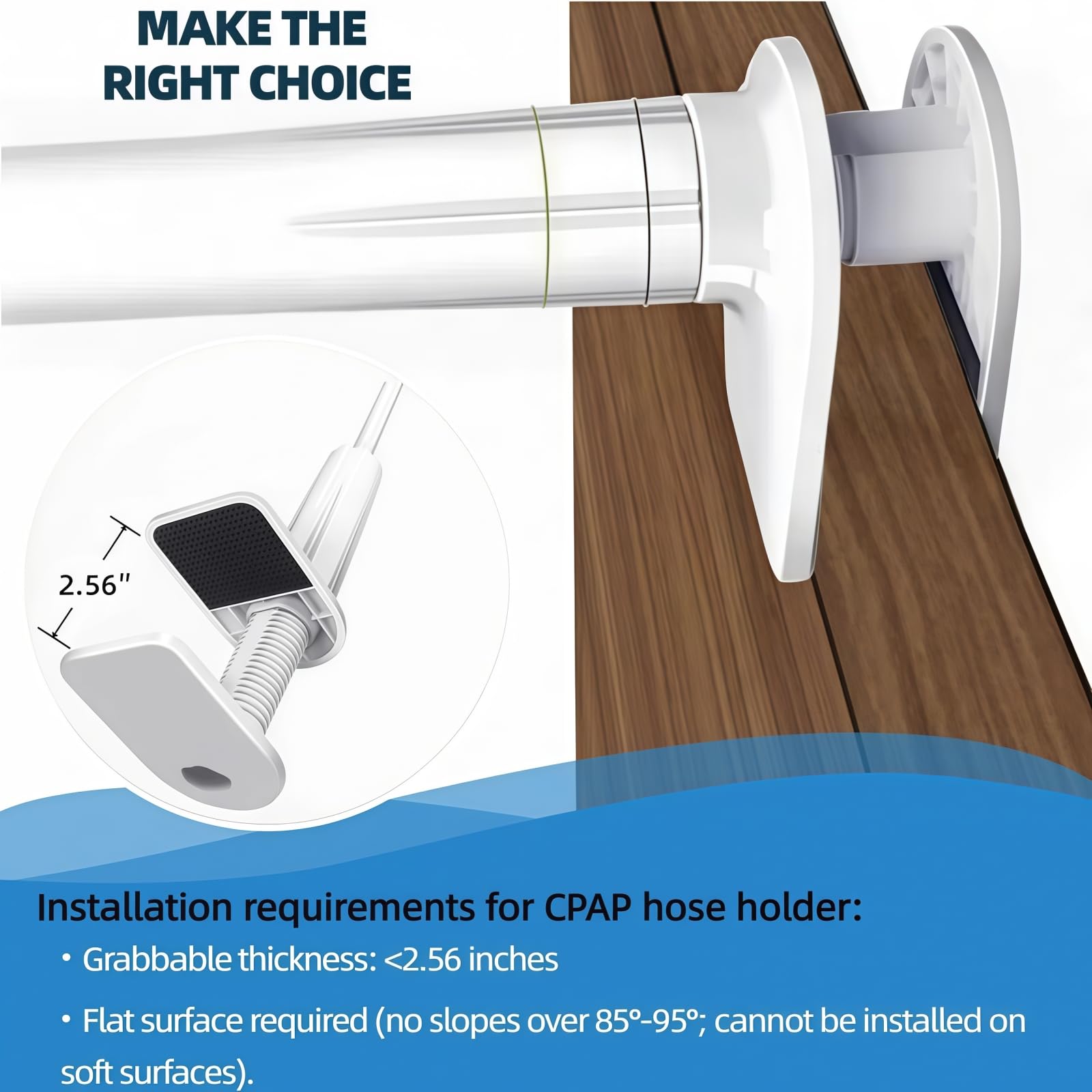 CPAP Hose Holder, Hose Hanger Avoid Tangling and PreventBlockage, Adjust The Angle Arbitrarily, CPAP Accessories Supplies for Bedside & Sleep, No Punching Required