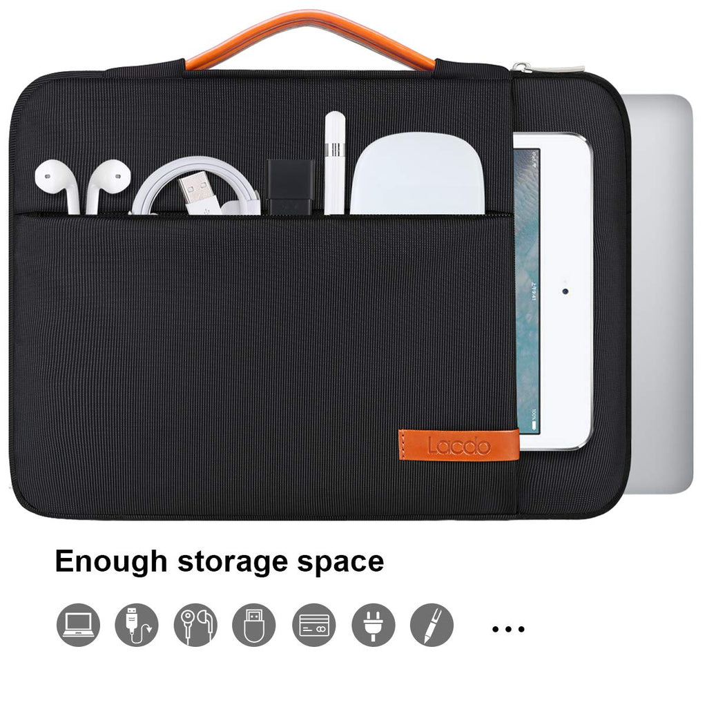 Lacdo 360° Protective Laptop Sleeve Case for 13 inch MacBook Air M5 A3449 (2026), M4 A3240 2025, M3 A3113 A2681 A2337 | 13" MacBook Neo A18 Pro A3404 (2026) | iPad Air/Pro 13 M5 Computer Bag, Black