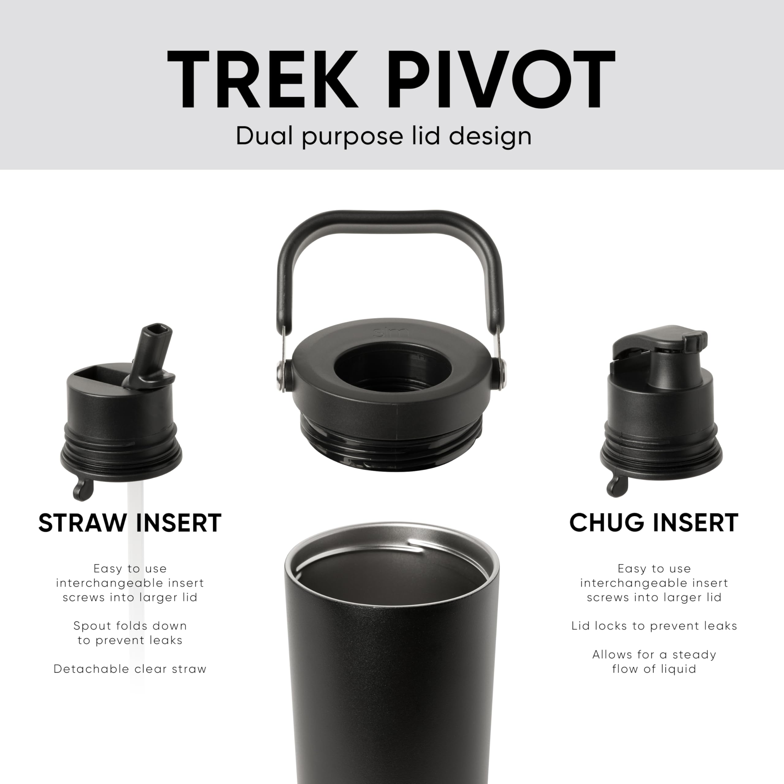 Simple Modern Trek Pivot | 40oz Flip Straw Tumbler with Handle | Water Bottle & Boot | Interchangeable Straw & Chug Lids | Insulated Stainless Steel Jug | Gym Sports Outdoors | Nantucket Tides
