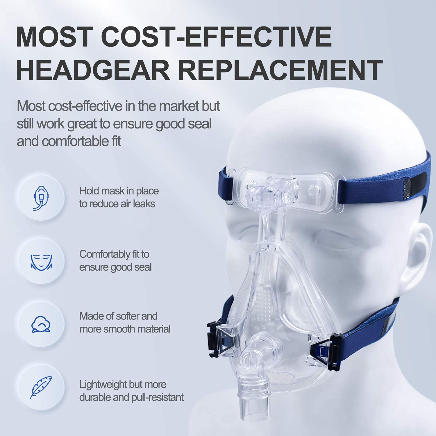2 Pack Universal Replacement Headgear Strap for Various Masks, Adjustable CPAP Strap with Stronger Vel-cro and Elasticity, Headgear for Comfortable Fit & Seal