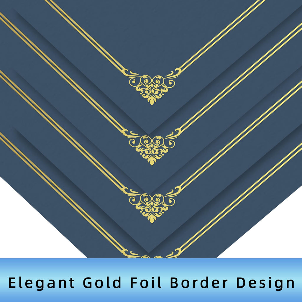 AKONEGE 50 Packs Certificate Holders, Navy Blue Diploma Holders, 350gsm, Certificate Covers with Gold Foil Border for Letter Size 8.5 x 11 Certificates, Cardstock, Award, Graduation, Document Papers