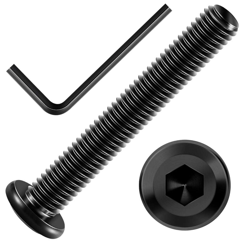 Mywish M8 x 55mm 20Pcs Flat Head Hex Socket Cap Screws Bolts, 304 Stainless Steel Furniture Bolts Full Thread, Black Oxide & Hex Spanner