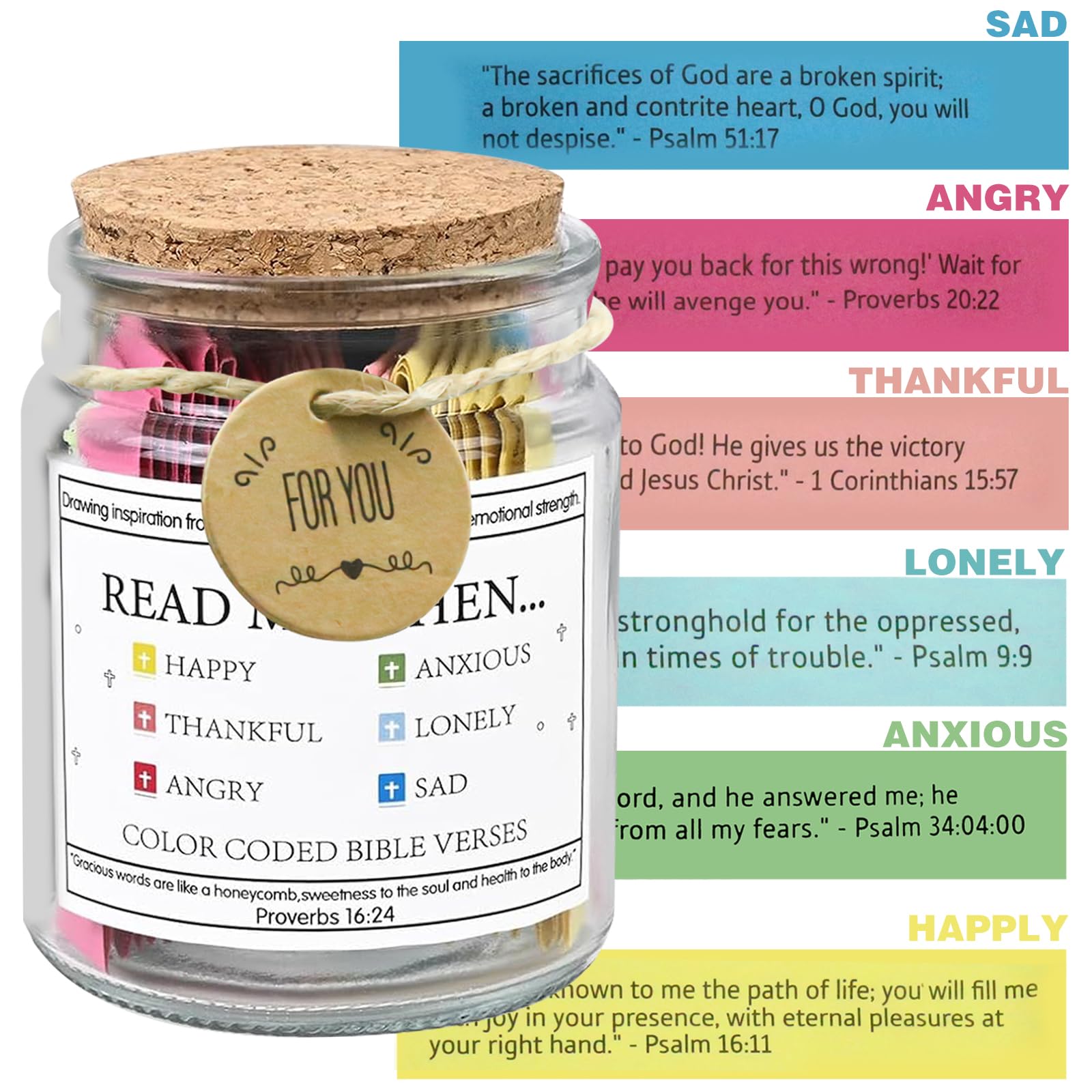 Bible Verse Jar, Read Me When Bible Verses Jar the Hope Jar Bible Verses, Bible Jar with 90 Coloring Scriptures, Prayer Bible Verses in a Jar Bible Verses for Emotions and Feelings, Christian Gifts