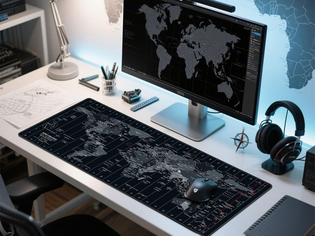 Anpollo Extended Speed Gaming Mouse Pad Large Size 35.4 x 15.7 inches Desk Mat Mousepad with Personalized Design - Black World Map