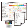 Magnetic Dry Erase Chore Chart - 14.5"x11" Chore Board, 6.5"x8.5" List Board for Fridge - 6 Extra Fine Point Markers Included - Shipped Flat