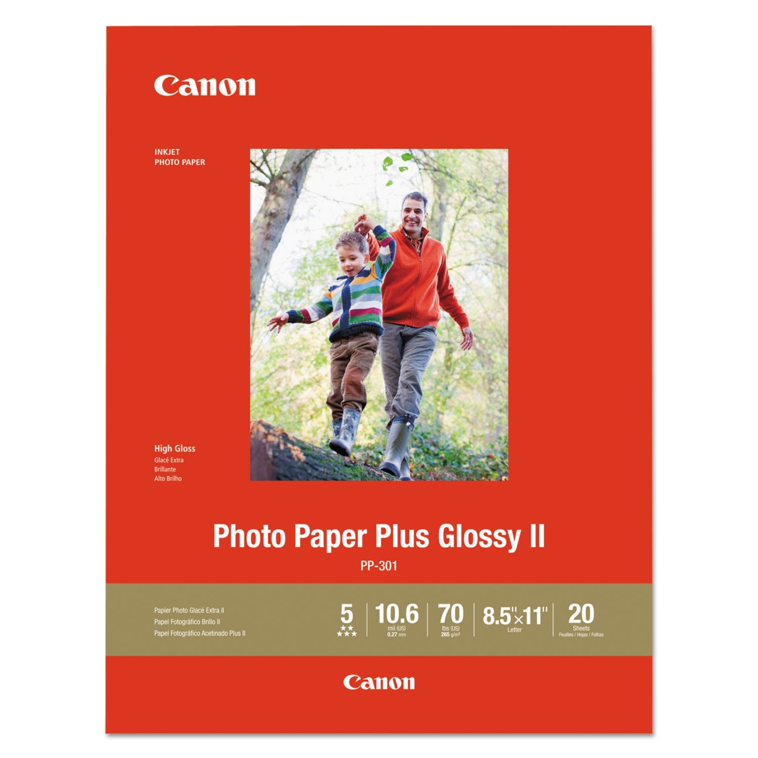 Canon 1432C003 PP-301 LTR Photo Paper Plus Glossy Letter (20 Sheets/Package)