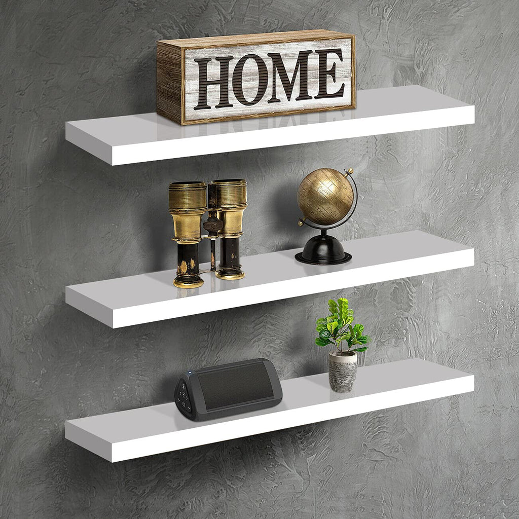 3 Pcs Floating Wooden Wall Shelves Fashion Home Living Room Bedroom Study