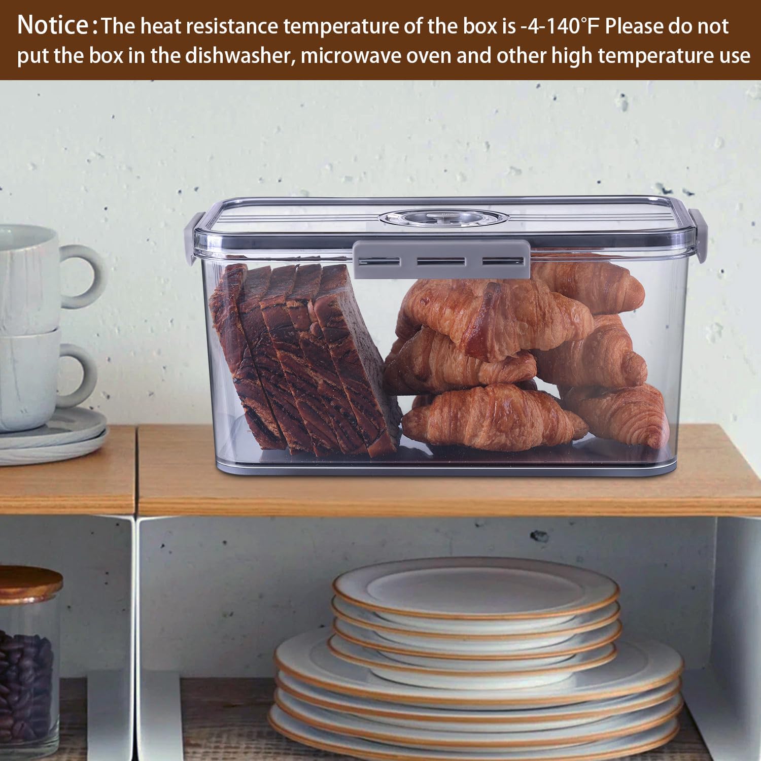 Bread Box Bread Boxes for Kitchen Counter Airtight, Time Recording Bread Storage Container with Lid, Bread Keeper for Homemade Bread, Toast, Bagel, Donut and Cookies