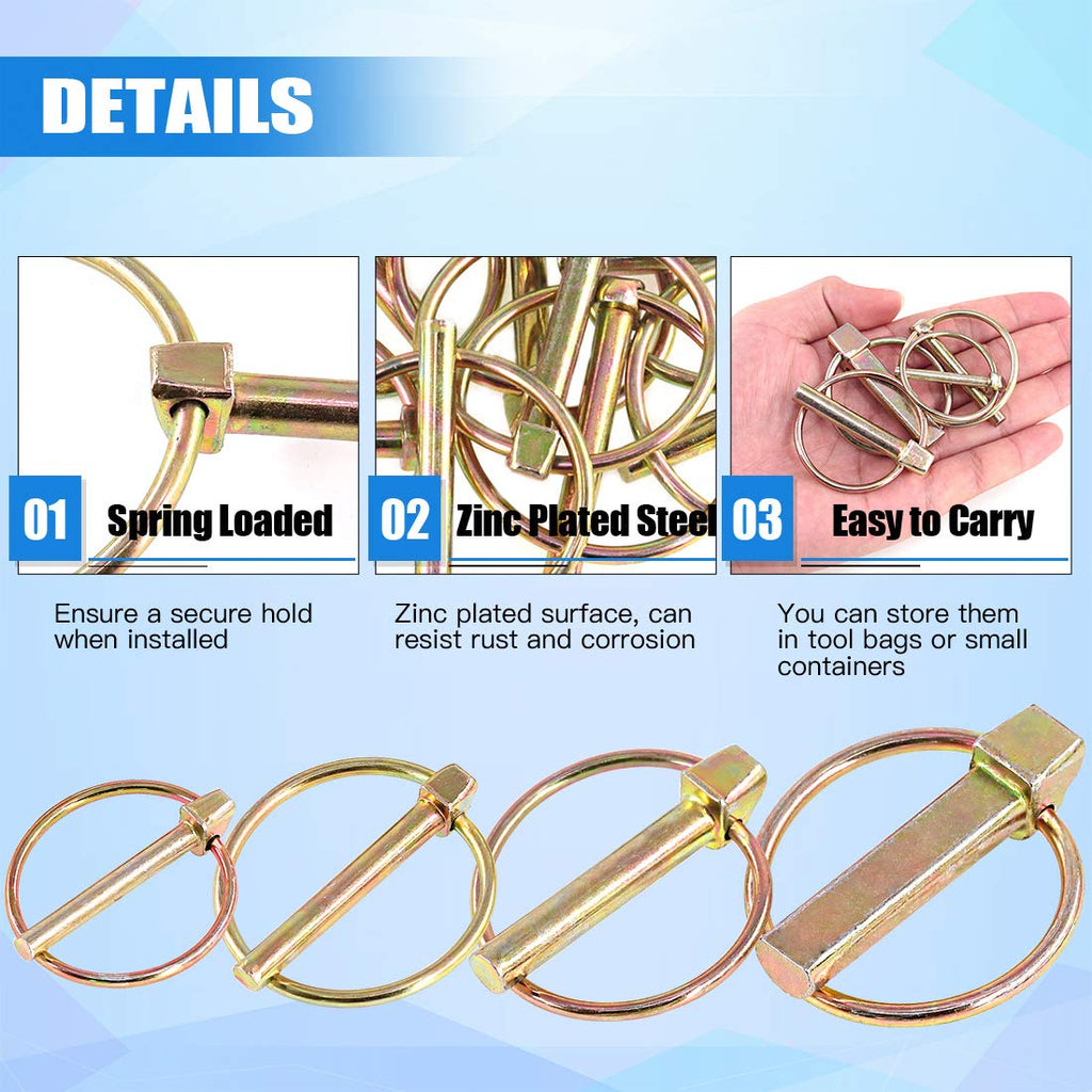 Glarks - 30 Lynching Pins Assortment Kit for Agricultural Tractors, Trailers, Trucks, Lawn Mowers