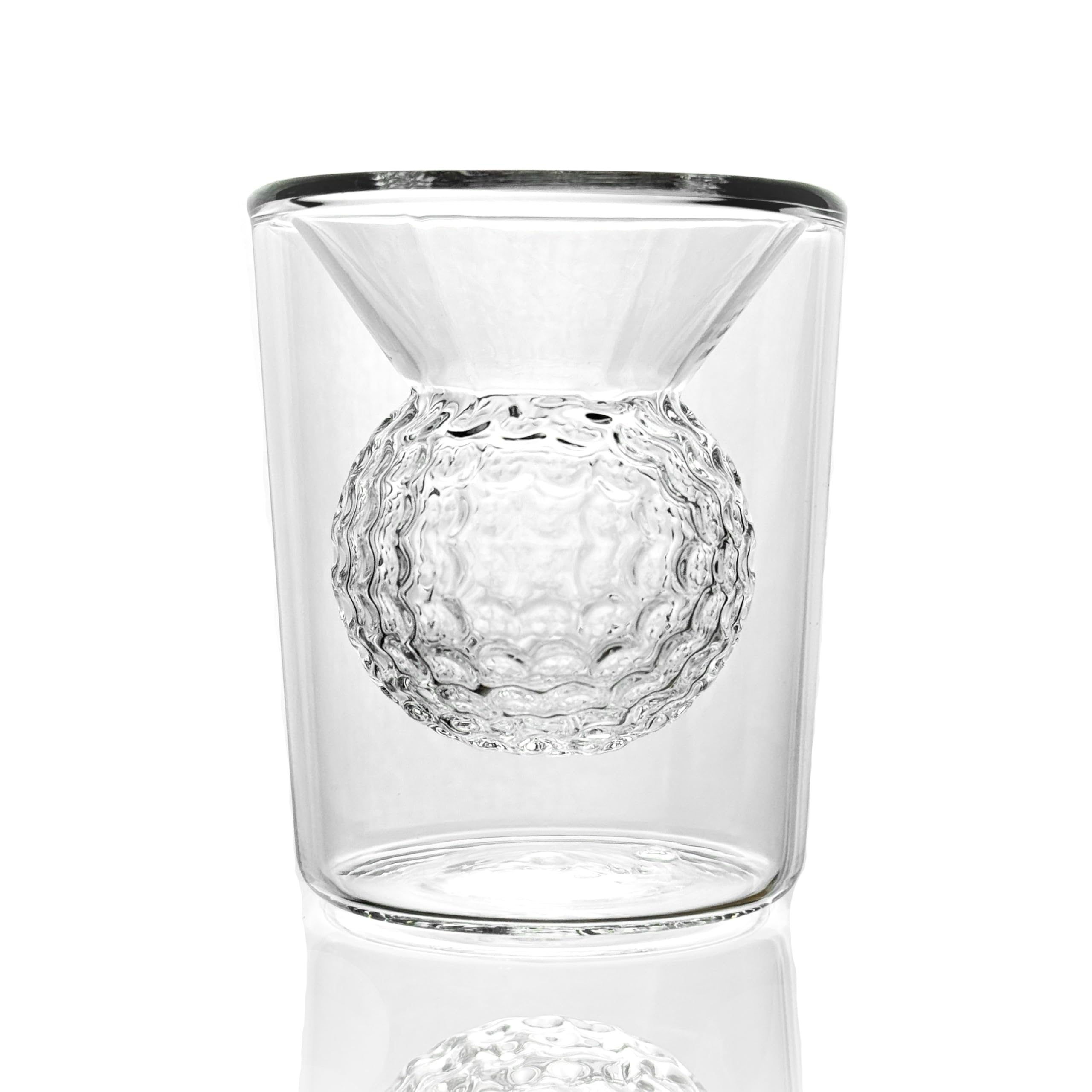 Golf Ball Shot Glass Set Funny Handmade Golf Gifts for Men - 2 oz Double Walled Glasses with 3D Shape Golf Ball Inside for Tequila, Scotch, Whiskey, Bourbon, and Cocktail (4)