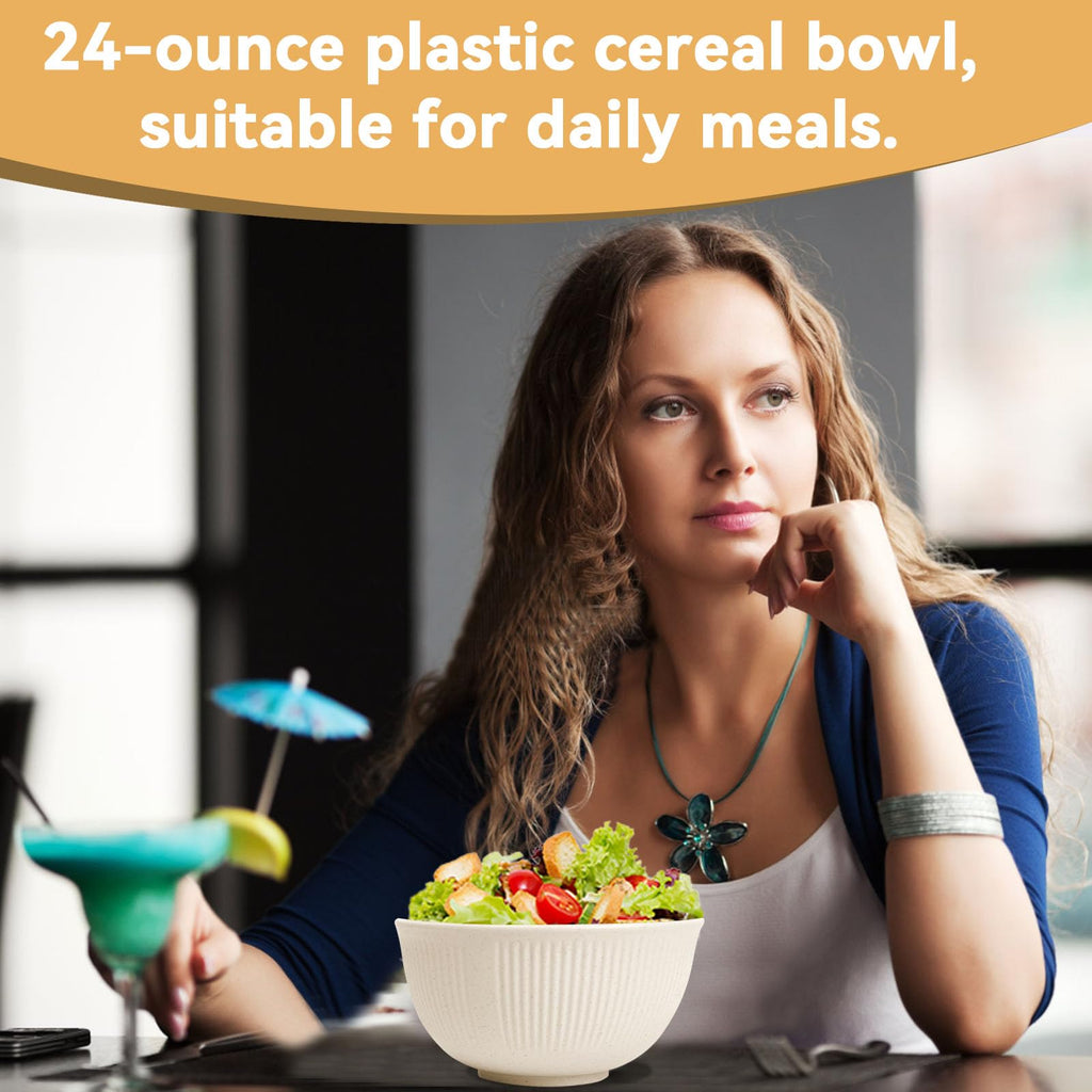 DYB DONGYONGBAO Unbreakable Plastic Cereal Bowl 24oz, Wheat Straw Bowl Set of 8, Microwave and Dishwasher Safe for Cereals, Salads, Soups, Snacks. Great for Adults and Kids.…