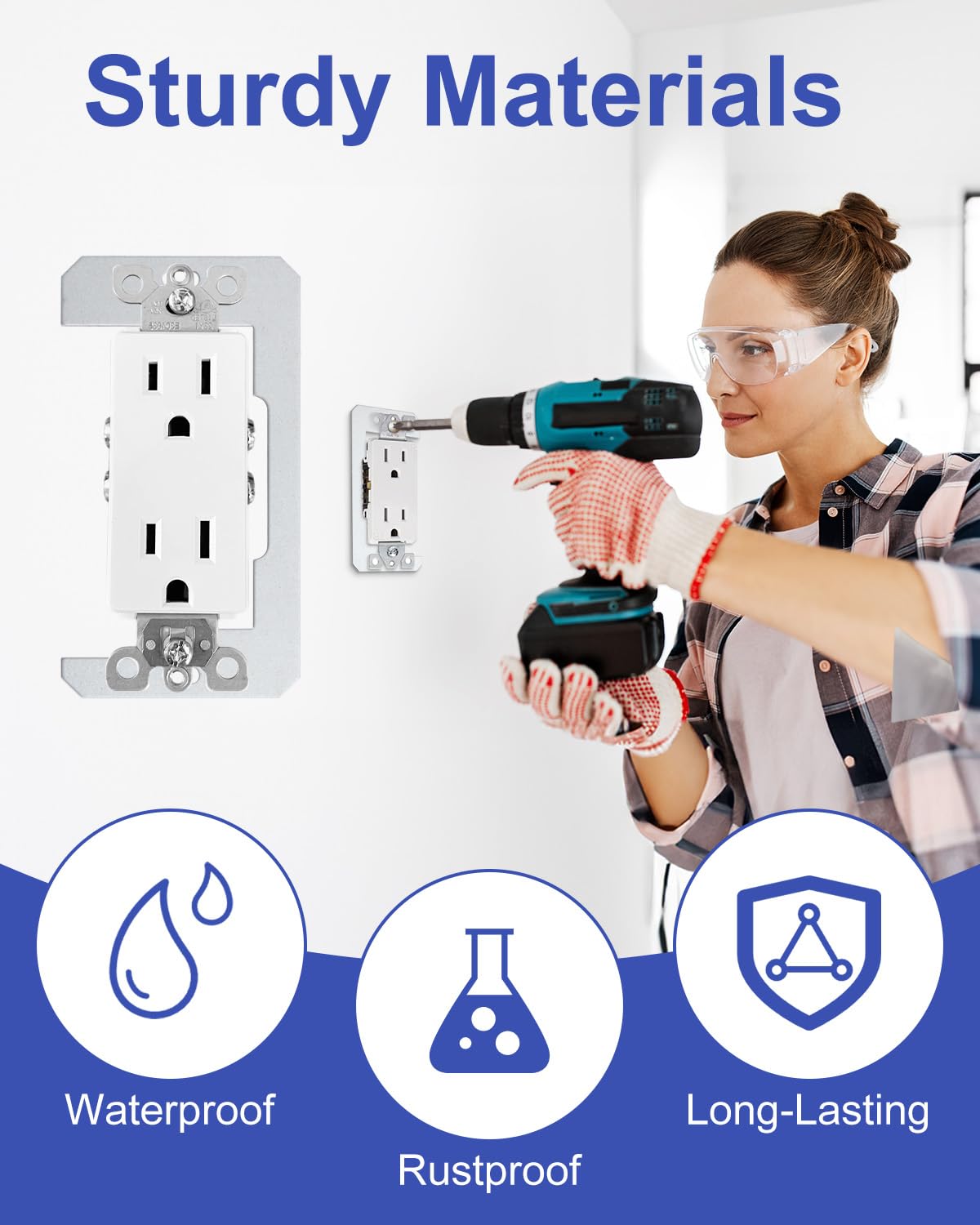 Mixiflor Wall Plate Spacer, 20 Pcs Metal Electric Receptacle Outlet Spacers, Flush Fit Device Leveling Plates for Fixing Walls Electrical Outlet Electrical Boxes Outlet Shims