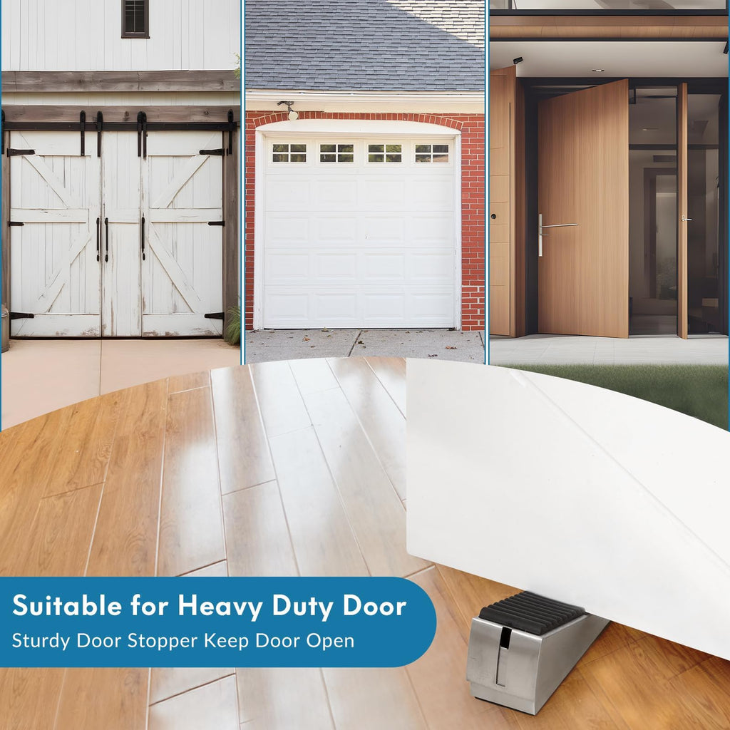 Heavy Duty Door Stopper, 2 Pack Adjustable Spring Large Stopper (0.8-3 inch), 3 Inches High Tall Wedge Stoppers for Bottom of Door, Door Stop Suits Any Heavy Door