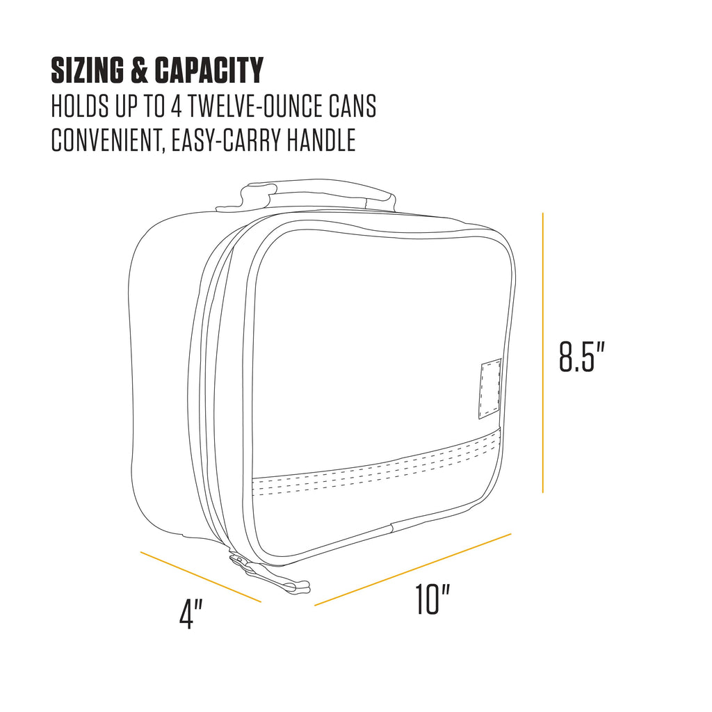 Carhartt Insulated Lunch Cooler for Men and Women, Fully Insulated Lunch Pale for Work, Outdoor, and Everyday Use, 4 Can (Black)