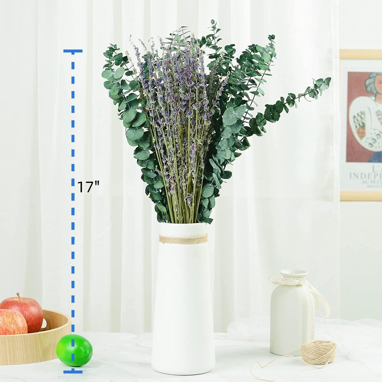 115 Pcs Dried Preserved Eucalyptus Stems & Lavender Flowers Bundles for Shower, 17'' Natural Real Live Eucalyptus Leaves Greenery Hanging Lavender Shower Plant, Fragrance, Decor
