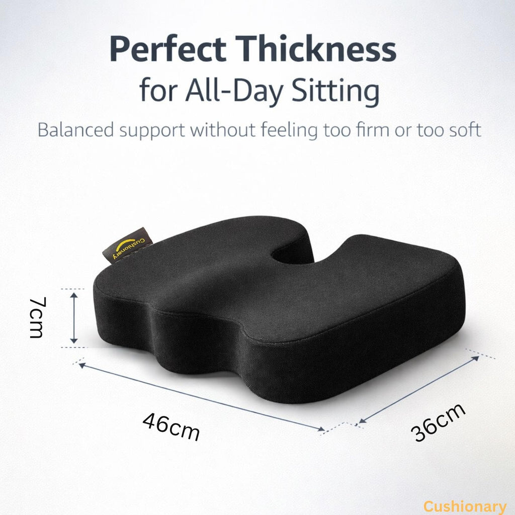 Memory Foam Orthopedic Seat Cushion for Tailbone Pain Relief – Ergonomic Coccyx Support Cushion for Office Chair, Car Seat, Wheelchair & Gaming Chair – Non-Slip Bottom & Machine-Washable Cover