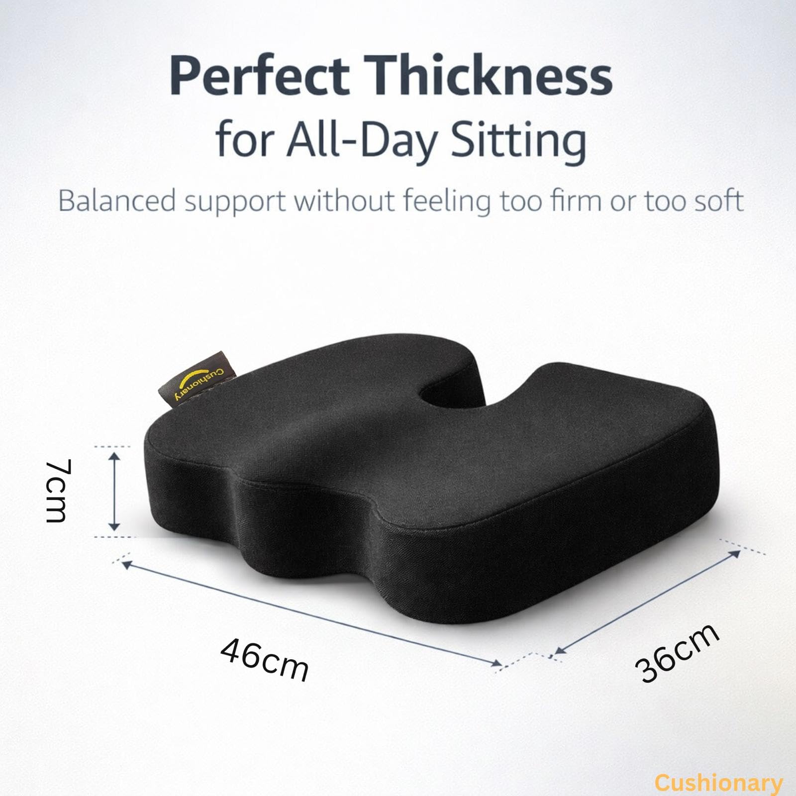 Memory Foam Orthopedic Seat Cushion for Tailbone Pain Relief – Ergonomic Coccyx Support Cushion for Office Chair, Car Seat, Wheelchair & Gaming Chair – Non-Slip Bottom & Machine-Washable Cover