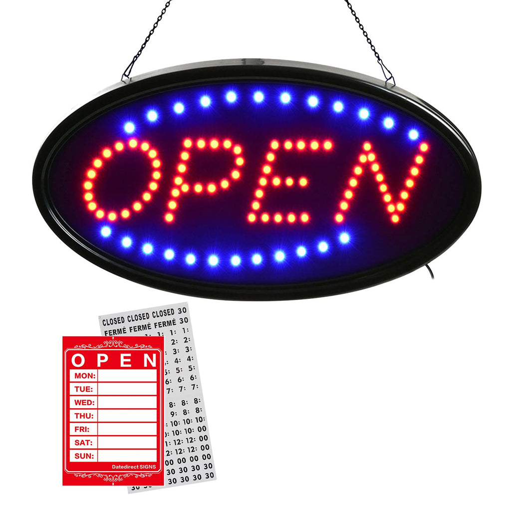 Open LED Sign,LED Business Open Sign Include Business Hours Sign Advertisement Board Electric Display Sign,18.9x9.84inch Two Modes Flashing&Steady Light for Business,Walls,Window,Shop,Bar,Hotel