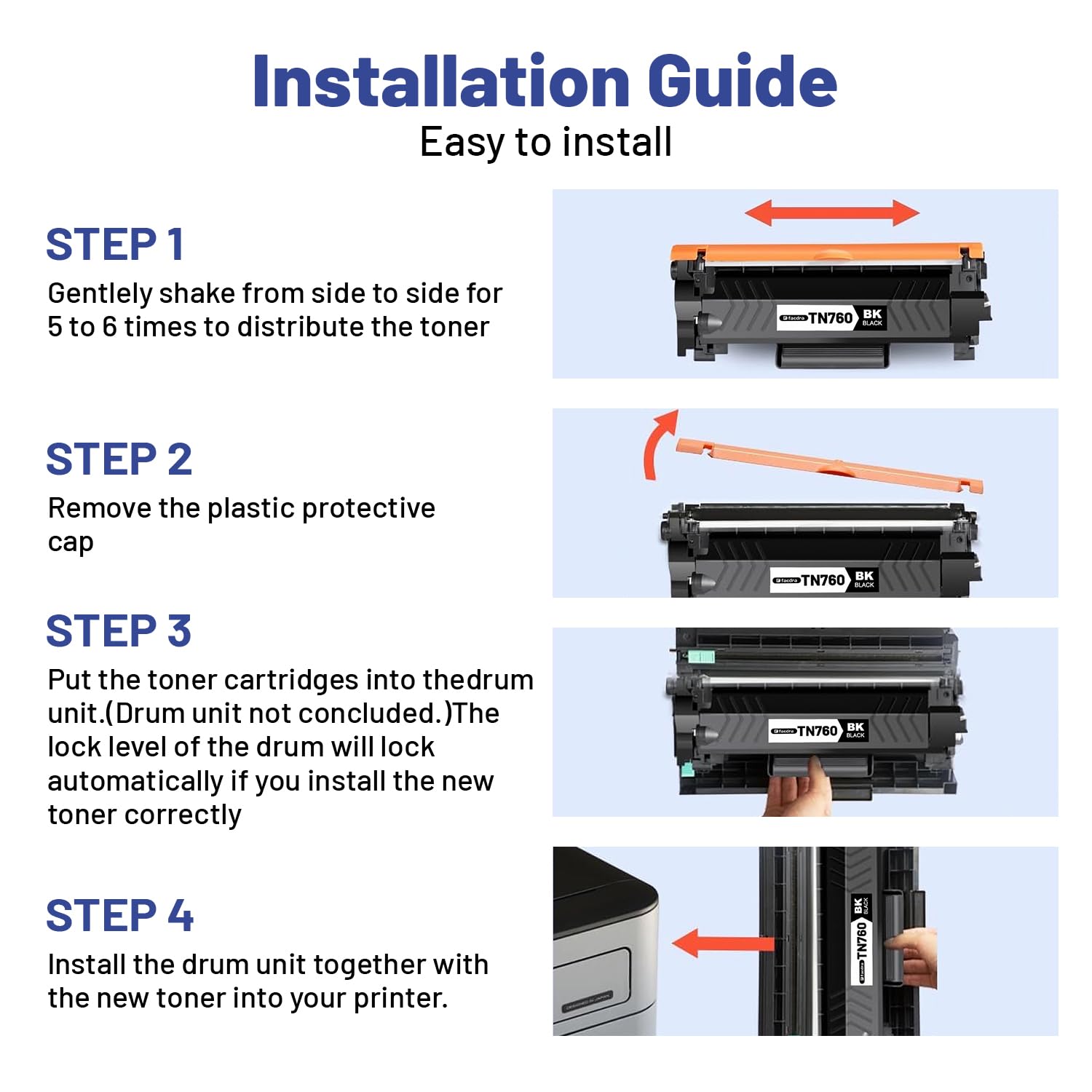 (with Chip) Compatible Toner Cartridges for Brother TN760 TN 760 TN-760 TN730 Toner Replacement for DCP-L2550DW HL-L2390DW MFC-L2710DW HL-L2370DW MFC-L2750DW HL-L2390DW HL-L2350DW Toner, 2-Pack
