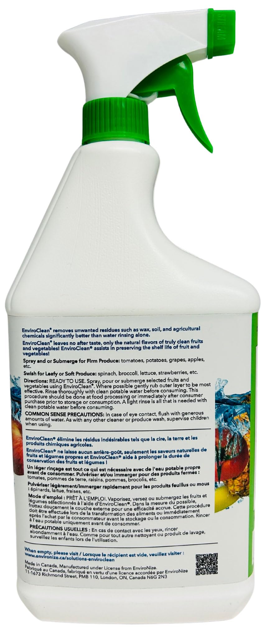 Fruit + Veggie Wash - Produce Wash & Cleaner - Fruits & Vegetable Cleaner Spray - Tasteless, Odorless & No Aftertaste - Removes Dirt and Impurities - Easy to Use Spray Bottle