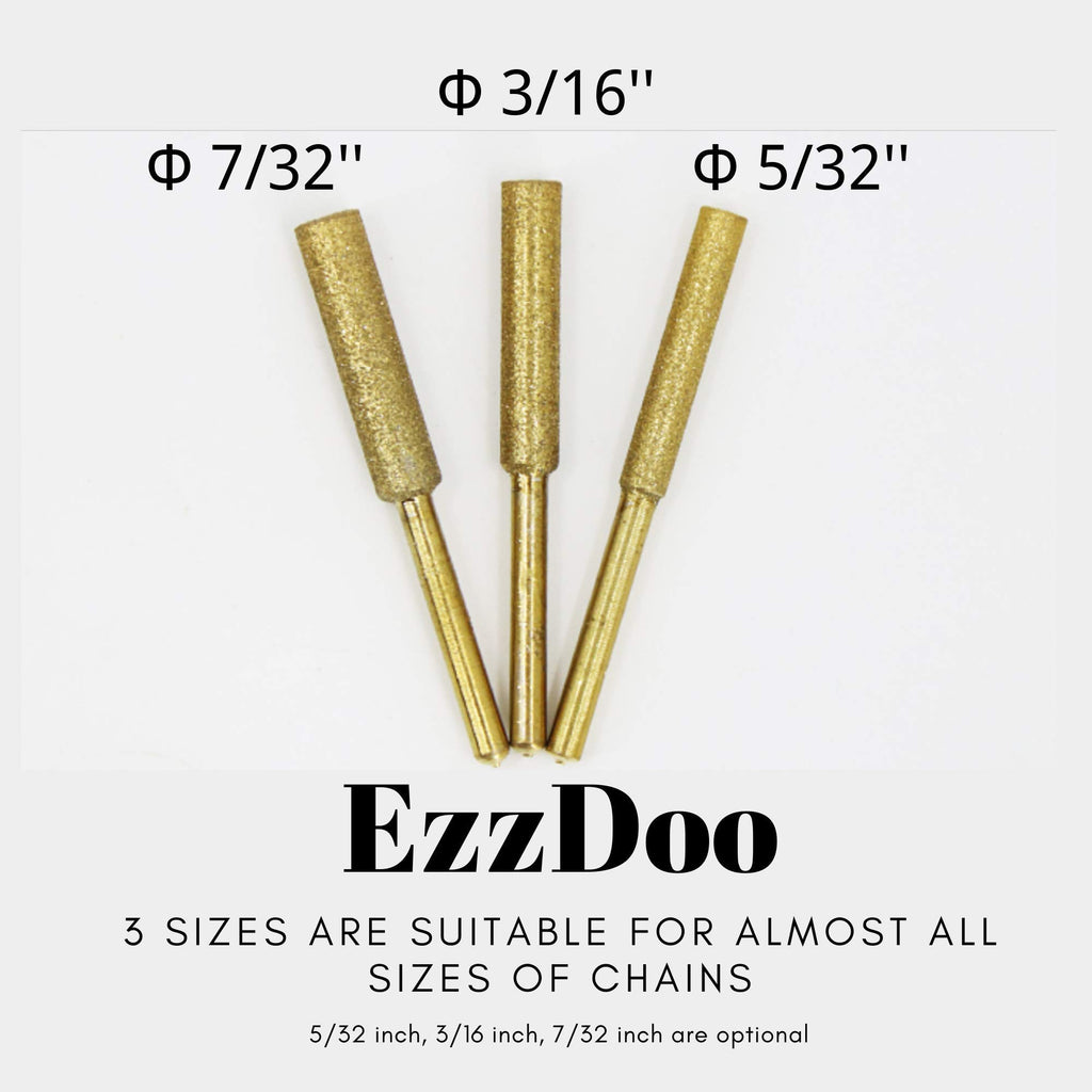 EzzDoo Bits Titanium Coated Diamond Sharpening Wheels - High Hardness 3/16 chainsaw files for Electric Chainsaw Sharpener. 8 pcs. (3/16'', 4.8mm)