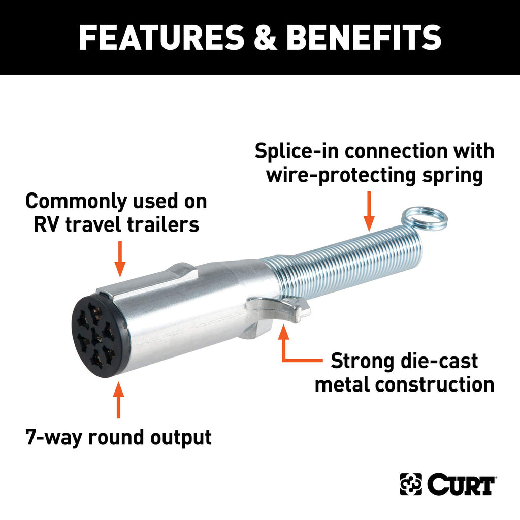Curt Manufacturing 58180 7-Pole Die Cast Connector Trailer End With Spring