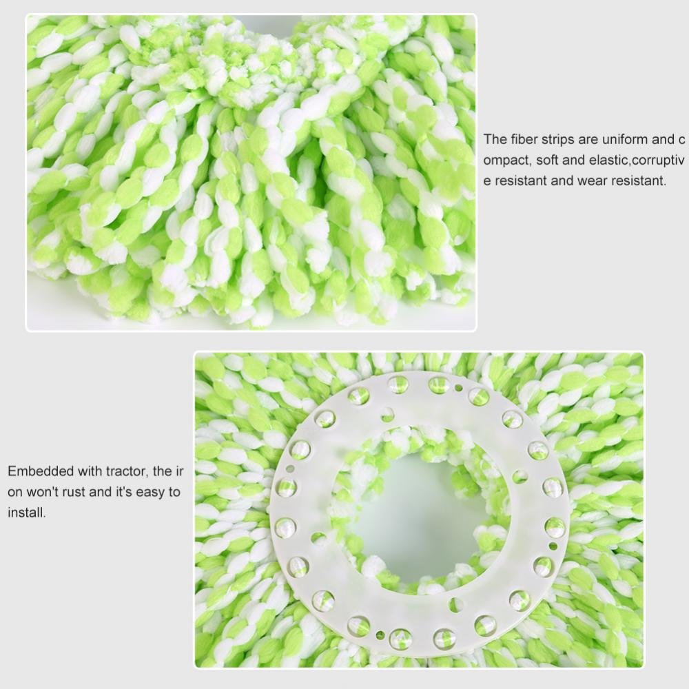 Spin Mop Head Refills Microfiber Round Spin Mop Head Replacement for Universal Spin Mop System for Home Commercial Use (Green White)