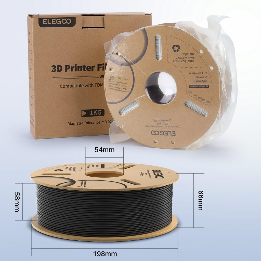 ELEGOO PLA+ Filament 1.75mm Black 1KG, PLA Plus 3D Printer Filament, Dimensional Accuracy +/- 0.02 mm, Tough & High Strength, Fit for Most FDM Printers(1KG/Spool, 2.2 lbs)