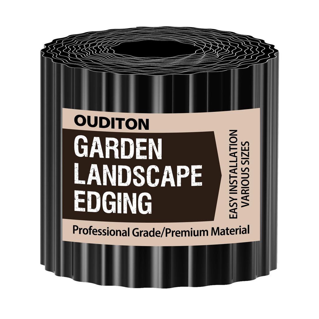 Ouditon Used for DIY Metal Ripple Landscape Edging, Sturdy and Durable Garden Edging Border, Lawn and Tree Surround Fence Design (Black, 6"×20 Ft)