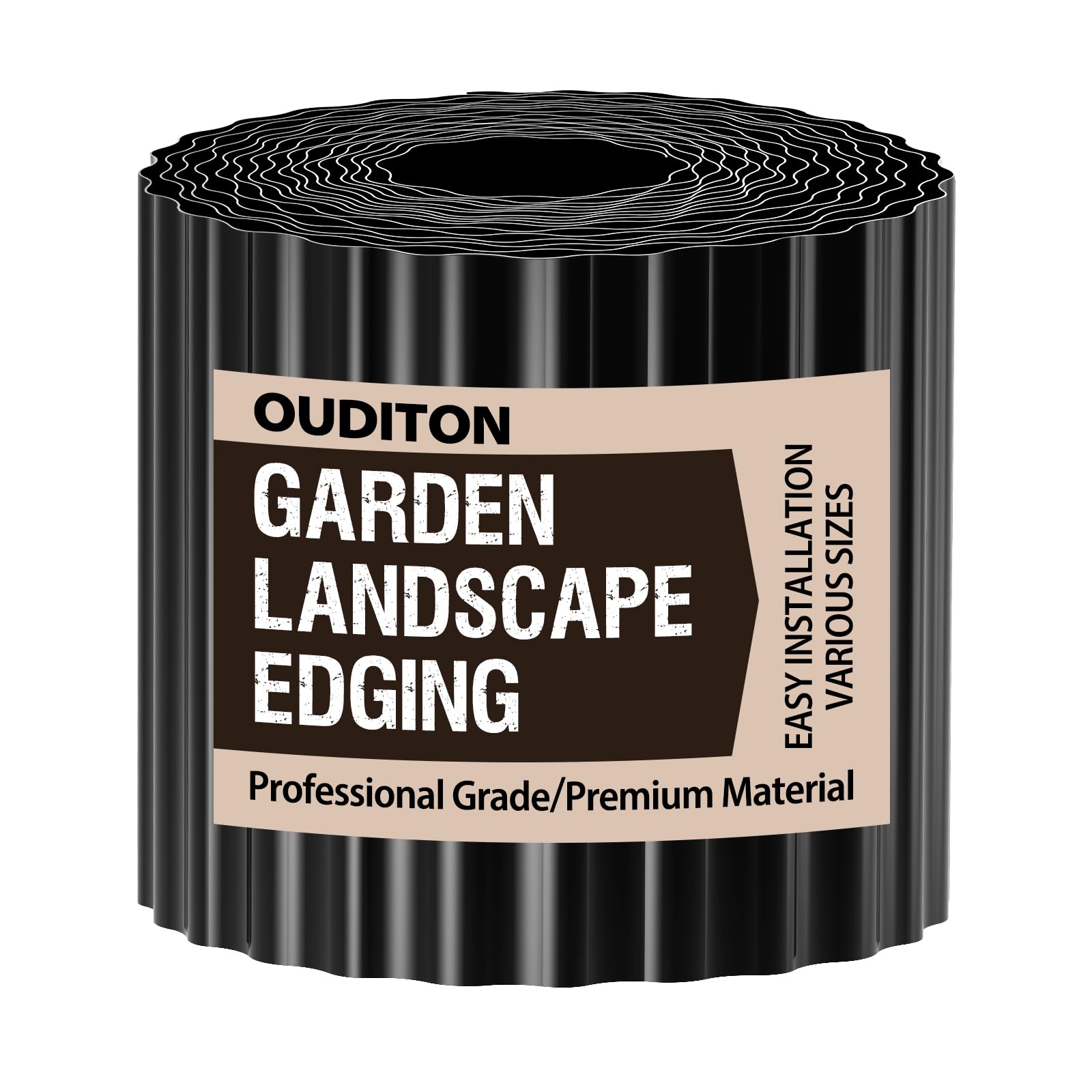 Ouditon Used for DIY Metal Ripple Landscape Edging, Sturdy and Durable Garden Edging Border, Lawn and Tree Surround Fence Design (Black, 6"×20 Ft)